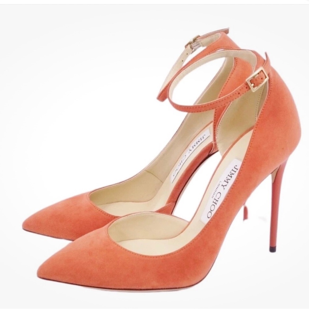 Jimmy Choo Vibrant Orange Suede Heels